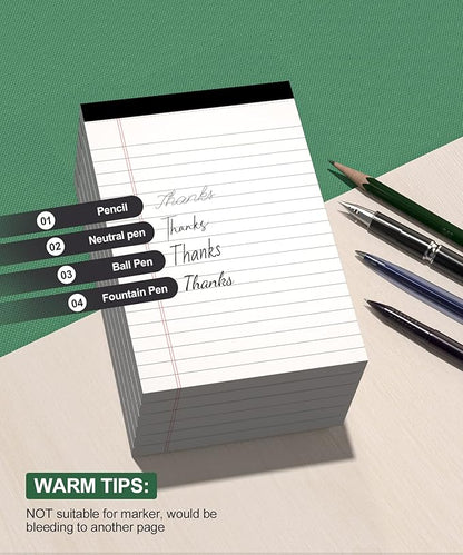 12 Pack Note Pads 4x6 Inch, White Mini Legal Pads, Small Writing Pads, Notepads of College Ruled Paper, Lined Paper Pads, Scratch Pads Mini Notepad for Grocery List, To-Do List, 30 Sheet/Notepad