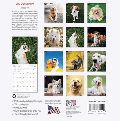 RED EMBER Dog-Gone Happy 2025 Wall Calendar 12 Month | 12" x 24" Open | Thick & Sturdy Paper | Giftable | Calendar 2025