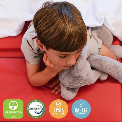 ECR4Kids Premium Folding Rest Mat, 4-Section, 2in, Sleeping Pad, Blue/Red, 5-Pack