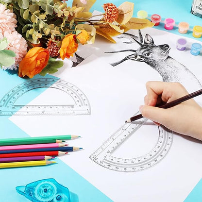 Zonon 50 Pieces Plastic Protractors Bulk Classroom Clear Math Protractors 180 Degrees 6 Inch Protractors for Geometry Student, Angle Measurement, Students Back to School Supplies Office Supplies