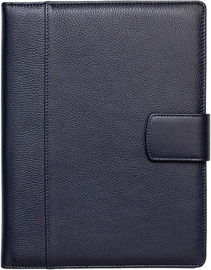 Maruse Italian Leather Executive Padfolio, Folder Organizer with Magnetic Closure and Writing Pad, Handmade in Italy, Navy Blue