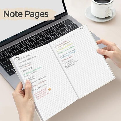 SUNEE 2025 Weekly & Monthly Hardcover Planner 5.5" x 8.3" - 12 Month (January 2025 - December 2025), Small Hardcover Planner, Pocket, Notes, 100 GSM Paper, Beige