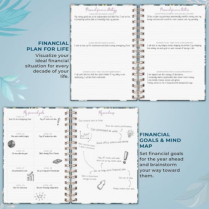 PLANBERRY Budget Planner & Monthly Bill Organizer with Pockets Premium – Home Finance & Bill Payment Organizer – Budgeting Book with Income & Expense Tracker - 7x8.5″ Hardcover (Spring Bloom)