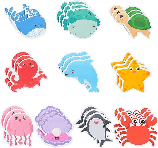 30 Pack Sea Animal Sticky Notes Total 600 Sheets Under The Ocean Life Self Sticky Memo Pads Mini Notepads Office Supplies for School Student Kids Classroom Goodies Rewards Party Favor Gift