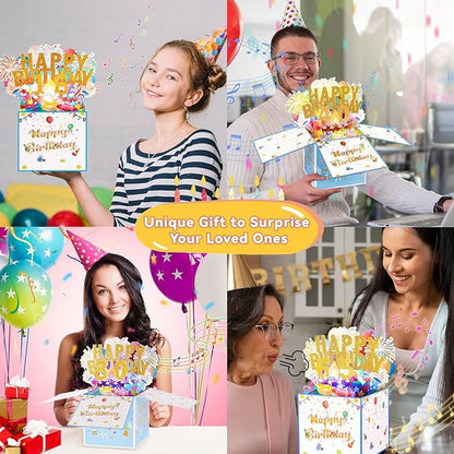 Tnvee 49TH Birthday Cards with Lights & Music & Candle, 3D Large Pop Up Happy Birthday Cards for Women Man Greeting Cards Decorations for 49 Years Old Mom Dad Wife Husband Friend