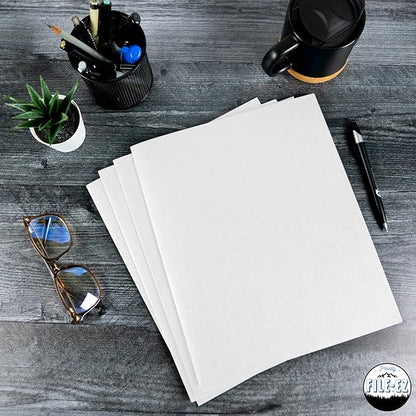 FILE-EZ Two-Pocket Folders, White, 25-Pack, Textured Paper, Letter Size (EZ-32510)