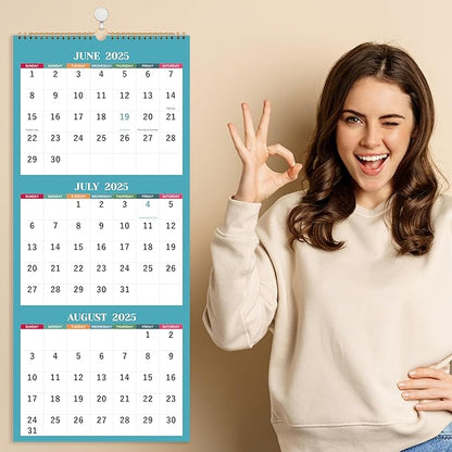 2025 Wall Calendar - 3 Month Wall Calendar 2025, Jan 2025 - Dec 2025, 11.25" x 26", 3 Month Calendar 2025, 3 Month Vertical Calendar with Thick Paper - Morandi