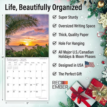 RED EMBER Select - Untamed & Scenic Hawaii 2025 Wall Calendar 12 Month | 12" x 24" Open | Thick & Sturdy Paper | Giftable | Calendar 2025