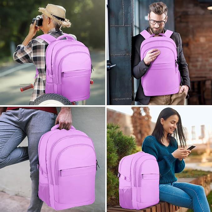 Lapsouno Laptop Backpack, Travel Laptop Backpack, 15.6 Inch Carry on Backpack with USB Port, Anti Theft TSA Travel Bag for Women,College School Backpack for Women,Light Purple