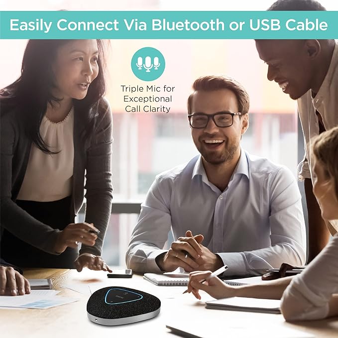 iHome Conference Speaker and Microphone, USB and Bluetooth Speakerphone with 3 Noise Cancelling Microphones for Home Office, Compatible with Mac, Windows, iOS, and Android