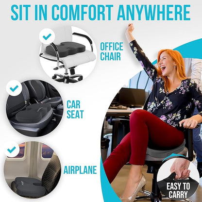 FORTEM Seat Cushion and Lumbar Support for Office Chair, Desk Chair Cushion, Memory Foam Office Chair Cushion, Non Slip Sitting and Back Pillow for Gaming, Car Seat Cushion, Chair Pad, XL