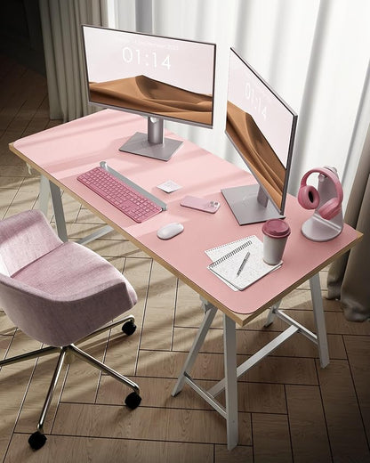 YSAGi Leather Desk Protector, Office Mat, Large Mouse Mat, Non-Slip PU Leather Blotter, Laptop Pad, Waterproof Writing Pad for Office and Home (Light Pink, 47.2" x 23.6")