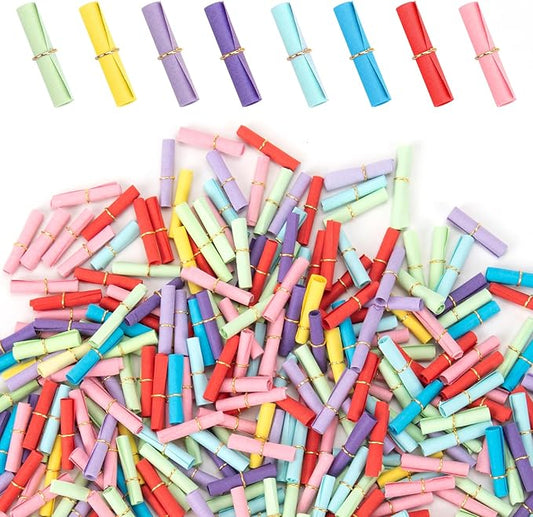 300 Pieces Colorful Scroll Paper Mini Message In a Bottle Message Paper Scrolls Mini Lucky Wishing Paper Rolls for Birthday, Anniversary, Valentine
