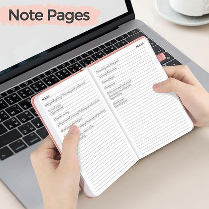 SUNEE 2025 Pocket Weekly Planner for Purse 3.5" x 6" - 12 Month (January 2025 - December 2025), Pocket Size Planner, Hardcover, Notes, Pocket, 100 GSM Paper, Peach Pink