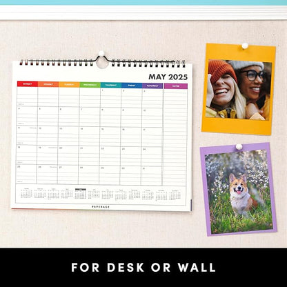 PAPERAGE Calendar 2025-12 Month, (Black), 3 Pack, Minimalist Wall and Desk Calendar with Monthly Views and Yearly Plans – Small (9 in x 11 in)