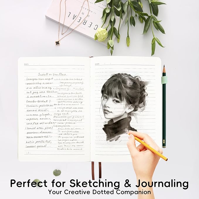 Lined Journal Notebook for Women Men, 192 Pages 100 GSM Thick Paper, Hardcover | Embossed Leather Journals for Writing, A5 College Ruled | Business, Work & School, 5.8"×8.5"(Green)