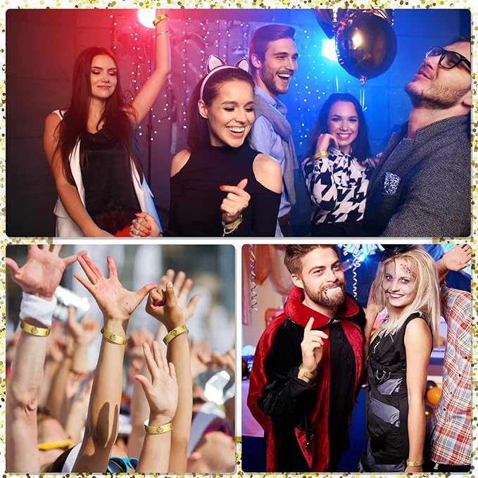 Jadive 500 Pieces Paper Wristbands VIP Plastic Waterproof Party Identification Wristbands Party Bracelets for Events Amusement Parks, Club, Concerts, Fairs, Festivals and Events(Gold)