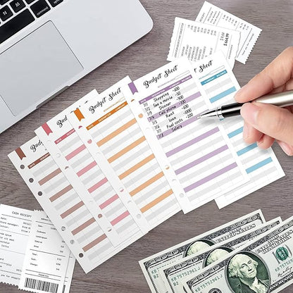 A7 Budget Binder Set - Mini Money Organizer for Cash Saving, Cash Stuffing Envelope System, Planner Binders with Pockets, Sheets and Stickers, Black