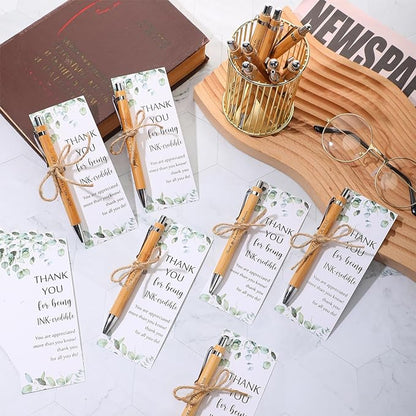 Fulmoon 20 Set Employee Appreciation Gifts May You Be Proud Sign Wood Bamboo Pens with Thank You Bookmark Cards for Coworker Back to School Gifts for Classroom Teacher Student Supplies Party Favor