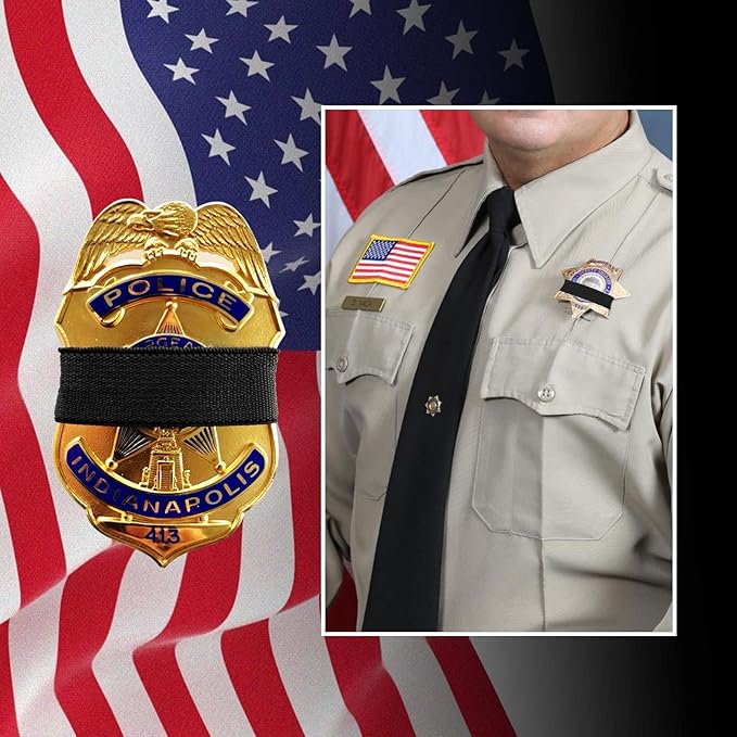 CREATRILL 40 Pack Police Mourning Band Stripe Police Officer Badge Shield Funeral Honor Guard Straps for Badge Size of 2.4" to 4", 2 Styles(20 Pack Black + 20 Pack Thin Blue Line)