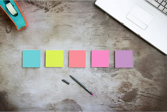 Post-it Super Sticky Notes, 12 Sticky Note Pads, 3 x 3 in., School Supplies, Office Products, Sticky Notes for Vertical Surfaces, Monitors, Walls and Windows, Supernova Neons Collection