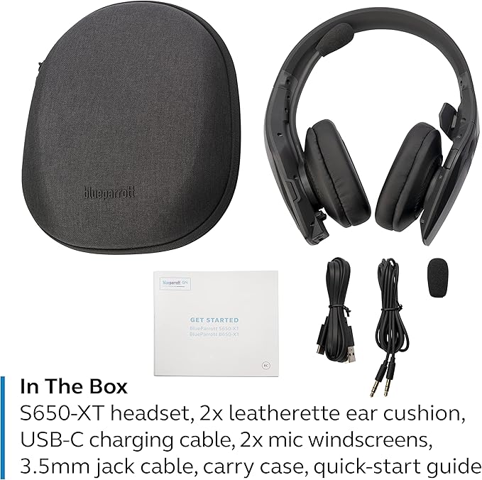 BlueParrott S650-XT Trucker Bluetooth Headset – 2-in-1 Convertible Stereo to Mono Headset with Noise Cancellation, Extended Wireless Range and IP54-Rated Protection - Ideal for Anyone On The Go, Black