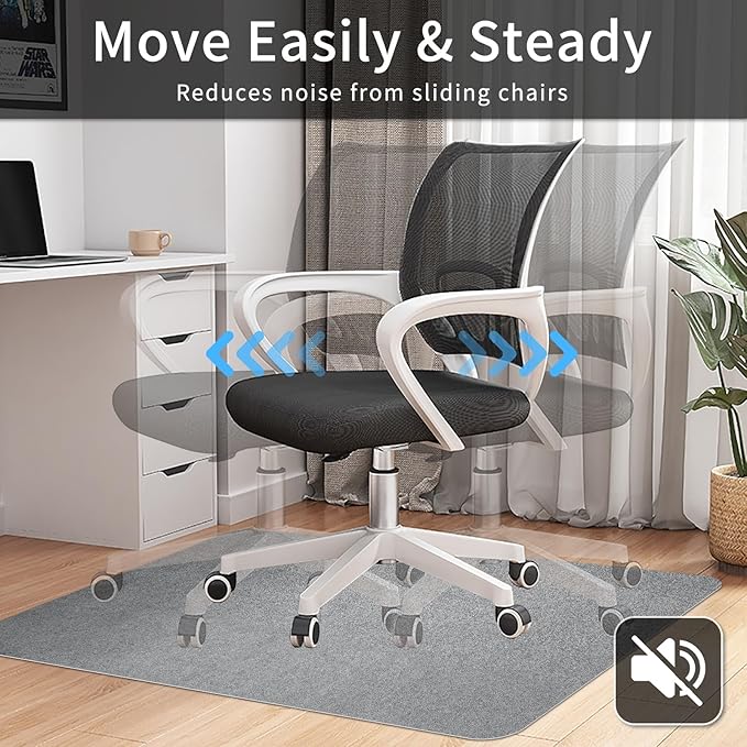 SHAREWIN Office Chair Mat for Hardwood/Tile Floor, 47"x36" Computer Gaming Chair Mat, Under Desk Low Pile Office Rug, Easy-Clean Floor Protector Mat, Light Grey