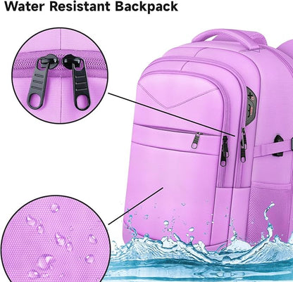 Lapsouno Laptop Backpack, Travel Laptop Backpack, 15.6 Inch Carry on Backpack with USB Port, Anti Theft TSA Travel Bag for Women,College School Backpack for Women,Light Purple