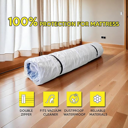 Vacuum Mattress Bag for moving, Vacuum Sealed Bags for Mattress Storage, Mattress Compression Bag, Foam and Latex Mattress Vacuum Bag with Straps(KING. CAL-KING)