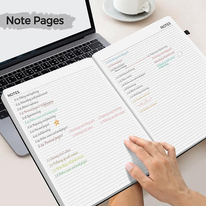 SUNEE 2025 Weekly & Monthly Hardcover Planner 8" x 11" - 12 Month (January 2025 - December 2025), Small Hardcover Planner, Pocket, Notes, 100 GSM Paper, Black