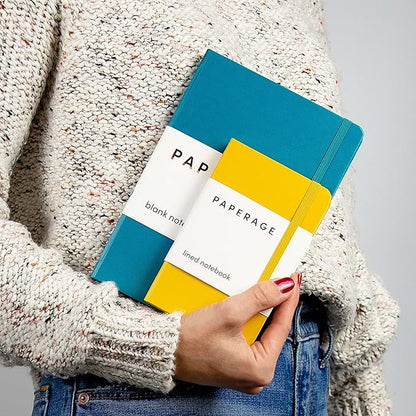 PAPERAGE Lined Pocket Journal Notebook, 1 Pack, (Blush), 160 Pages, Small, 3.6 inches x 5.6 inches - 100 GSM Thick Paper, Hardcover
