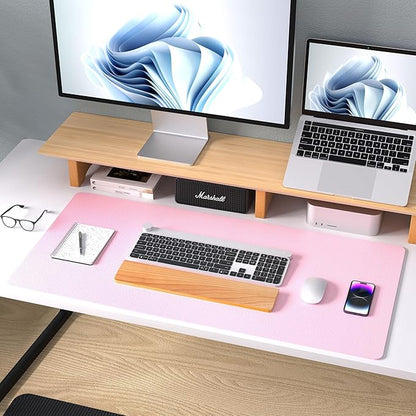 Aothia Leather Desk Pad Protector, Mouse Pad, Office Desk Mat, Non-Slip PU Leather Desk Blotter, Laptop Desk Pad, Waterproof Desk Writing Pad for Office and Home (31.5" x 15.7", Fairy Pink)