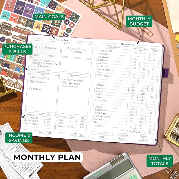 GoGirl Budget Planner – Monthly Financial Planner Organizer Budget Book. Expense Tracker Notebook Journal to Control Money, A5 (Purple)