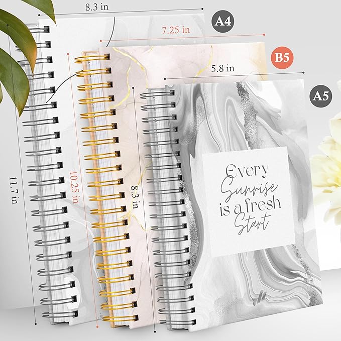 Journal for Women Spiral - 10.25" x 7.25" 300 Pages - Teacher Notebook, Hard Cover Spiral Notebook Pretty Notebooks for Women (Positive Vibe) Marble