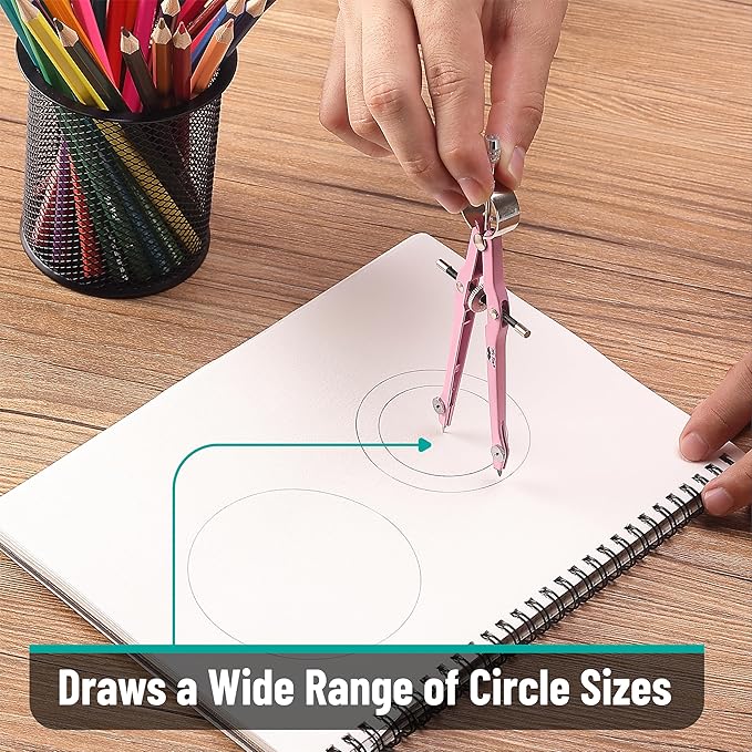 Mr. Pen- Professional Compass for Geometry, Purple with Extra Leads, Metal Compass with Lock, Drawing Compass, Geometry Compass, Math Compass, Compass Drawing, Drafting Compass, Drafting Tools