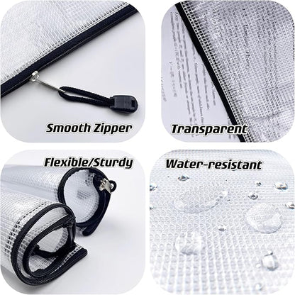 Oaimyy-B5(7"x 11"), Mesh Zipper Pouch Document Folders Bag Plastic Zip File Folders for School Office Supplies, Travel, Organizing Storage-Black,6 Pcs