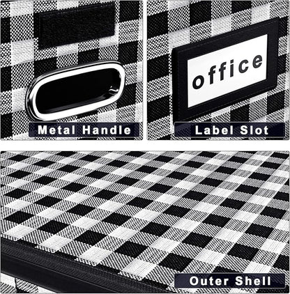 Huolewa Decorative File Organizer Boxes Office Document Storage with Lids, Linen File Storage Organizer Boxes, Universal Hanging Filing Organization Box for Letter/Legal Folder,Home File Storage Bins