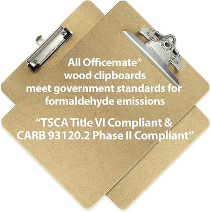 Officemate Recycled Wood Clipboards, 6 Inch Clip, 6 Pack Clipboards, Letter Size (9 x 12.5 Inches), Brown (83706)