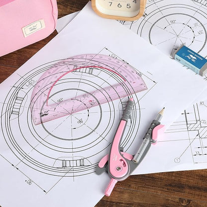 Mr. Pen- Compass and Protractor Set, Rogue Pink, Compass Geometry Tool, Protractor and Compass Set, Compass Drawing Tool, Drawing Compass, Geometry Compass, Math Compass for Geometry