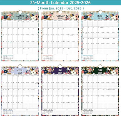 Wall Calendar 2025-2026 – 2 Year Calendar 2025-2026, 8.5 x 11 In, Jan 2025 - Dec 2026, 2025 Calendar 24 Months, Small Monthly Calendar 2025 Vertical, Ruled Blocks, Thick Paper, Holidays, To-do ＆ Notes