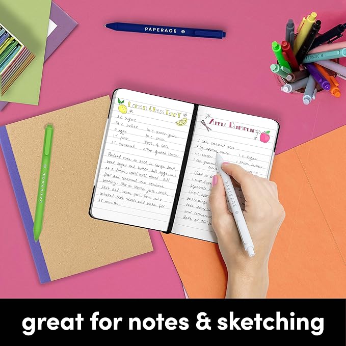 PAPERAGE Lined Pocket Journal Notebook, 1 Pack, (Black), 160 Pages, Small, 3.6 inches x 5.6 inches - 100 GSM Thick Paper, Hardcover