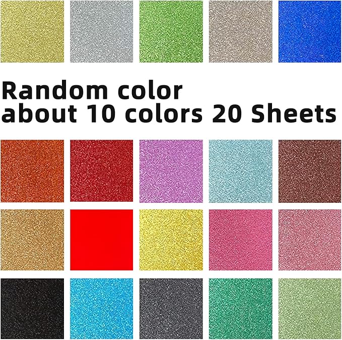 BigOtters 20 Sheets Glitter Cardstock, 10 Colors Premium Glitter Paper for Crafts, 8.5 x 11 Inches, 250GSM