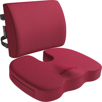 FORTEM Seat Cushion and Lumbar Support for Office Chair, Desk Chair Cushion, Memory Foam Office Chair Cushion, Non Slip Sitting and Back Pillow for Gaming, Car Seat Cushion, Chair Pad