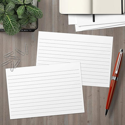 321Done Ruled Index Cards - Made in USA - Large 4x6 (Set of 50), College-Ruled Lined Notecards Double-Sided, Thick Heavy Duty Cardstock, Simple Note Cards with Lines, White