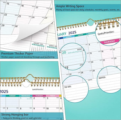 Wall Calendar 2025-2026 – 2 Year Calendar 2025-2026, 11 x 8.5 In, Jan 2025 - Dec 2026, 2025 Calendar 24 Months, Small Monthly Calendar 2025, with Ruled Blocks, Thick Paper, Holidays, To-dos ＆ Notes