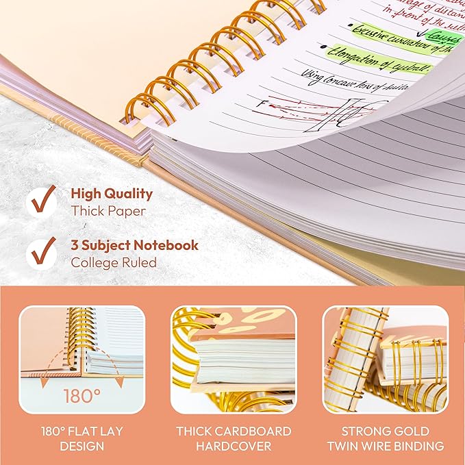 Spiral Journal Notebook - 10.25" x 7.25" Large 100 GSM Paper, 300 Pages. Spiral Notebook Journal for Women - Premium Quality Spiral-Bound Journaling Notebooks. - Choose Joy (Marble)