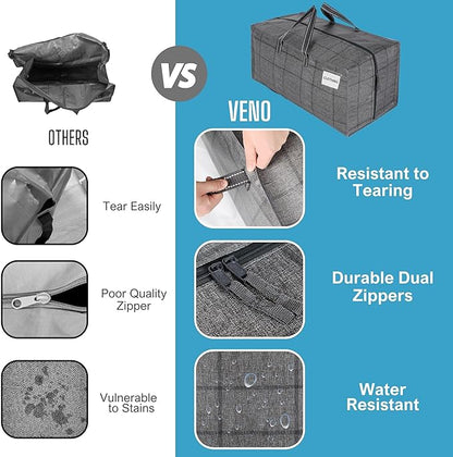 VENO 4 Pack Moving Bags w/Backpack Straps, Moving Boxes & Storage Bins Alternative, Packing Supplies, Camping Accessories Totes for Storage, Dorm Room Essentials Storage Bags (Windowpane, 4 Pack)