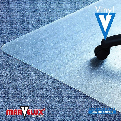 Marvelux Office Chair Mat for Low Pile Carpets 30" x 48” Clear Vinyl Protector Mat for Under Desks, Rectangular PVC Carpeted Floor Mat for Gaming Chairs and Computer Desks, Shipped Flat
