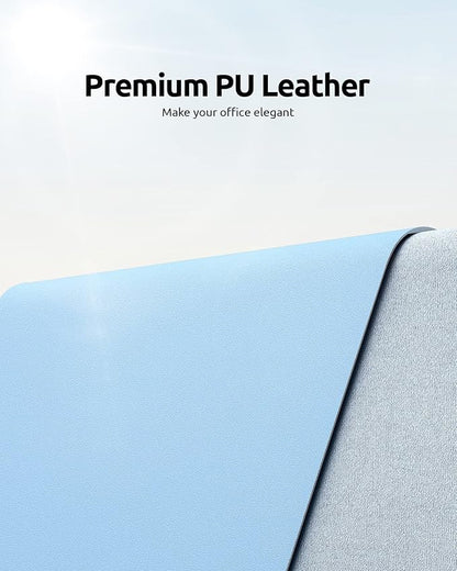 YSAGi Leather Desk Protector, Office Mat, Large Mouse Mat, Non-Slip PU Leather Blotter, Laptop Pad, Waterproof Writing Pad for Office and Home (Baby Blue, 23.6" x 13.8")