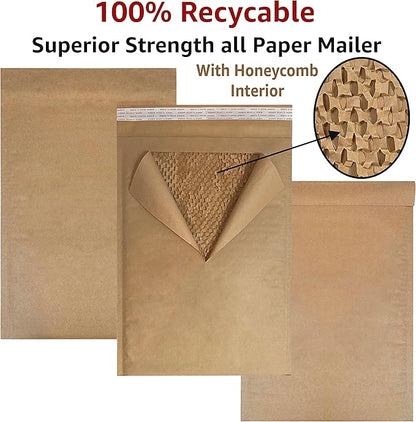 Honeycomb paper padded envelope sealable mailers (30, #5-10.5" x 15")